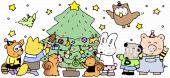 小学校向けクリスマスツリー 飾りつけ無料イラストお試しフリー素材(カット)