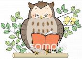 小学校向けミミズク無料イラストお試しフリー素材(カット)