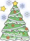 小学校向けクリスマスツリー 雪の結晶無料イラストお試しフリー素材(カット)