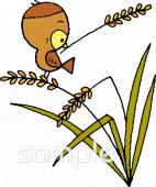 小学校向けすずめ 田んぼ無料イラストお試しフリー素材(カット)