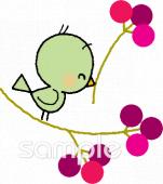 小学校向け小鳥 赤い実無料イラストお試しフリー素材(カット)