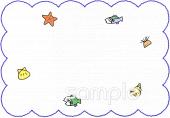 小学校向け海 波四角枠無料イラストお試しフリー素材(カット)