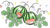 小学校向け音符 スイカ無料イラストお試しフリー素材(カット)