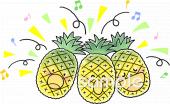 小学校向けパイナップル 音符無料イラストお試しフリー素材(カット)