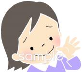 小学校向け女の子 手をふる無料イラストお試しフリー素材(カット)