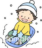 小学校向け雪そり無料イラストお試しフリー素材(カット)