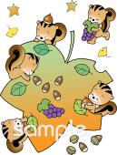 小学校向け実りの秋無料イラストお試しフリー素材(カット)