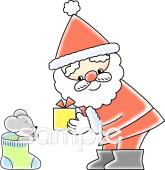 小学校向けサンタクロース プレゼント無料イラストお試しフリー素材(カット)