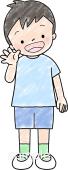小学校向け男の子 手を振る無料イラストお試しフリー素材(カット)
