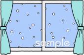 小学校向け窓 雪無料イラストお試しフリー素材(カット)