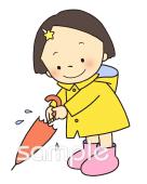 小学校向け女の子 レインコート無料イラストお試しフリー素材(カット)