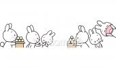 小学校向け月見団子 うさぎ無料イラストお試しフリー素材(カット)