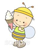 小学校向けソフトクリーム ミツバチ無料イラストお試しフリー素材(カット)