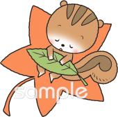 小学校向けもみじ リス無料イラストお試しフリー素材(カット)