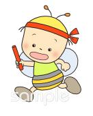 小学校向けリレー ミツバチ無料イラストお試しフリー素材(カット)