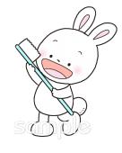 小学校向けウサギ 歯みがき無料イラストお試しフリー素材(カット)