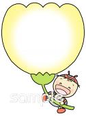 小学校向け文字枠 花と虫無料イラストお試しフリー素材(カット)