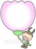 小学校向け文字枠 花と虫無料イラストお試しフリー素材(カット)