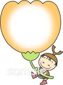 小学校向け文字枠 花と虫無料イラストお試しフリー素材(カット)