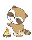 小学校向けたき火 アライグマ無料イラストお試しフリー素材(カット)