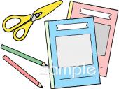 小学校向けハサミ 鉛筆 ノート無料イラストお試しフリー素材(カット)