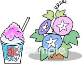 小学校向けかき氷 アサガオ無料イラストお試しフリー素材(カット)