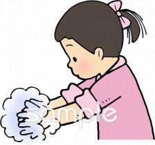 図書室・図書館向け食中毒予防 手を洗う無料イラストお試しフリー素材(カット)