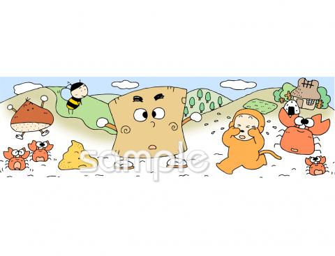 図書室・図書館向け挿絵 さるかに合戦無料イラストお試しフリー素材(カット)