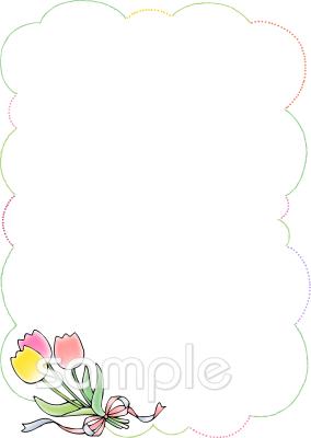 図書室・図書館向けチューリップ 花のメッセージカード無料イラストお試しフリー素材(カット)