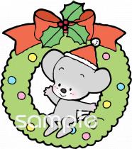 図書室・図書館向けクリスマスリース無料イラストお試しフリー素材(カット)