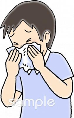 図書室・図書館向けはなをかむ 男性無料イラストお試しフリー素材(カット)