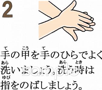 図書室・図書館向け手洗い手順無料イラストお試しフリー素材(カット)