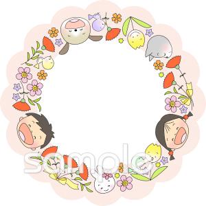 図書室・図書館向け丸ワク無料イラストお試しフリー素材(カット)