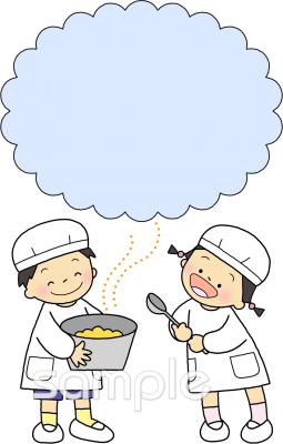図書室・図書館向け給食当番無料イラストお試しフリー素材(カット)