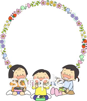図書室・図書館向けお弁当 丸枠無料イラストお試しフリー素材(カット)