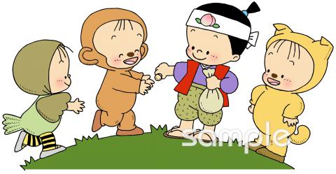 図書室・図書館向け発表会 桃太郎無料イラストお試しフリー素材(カット)