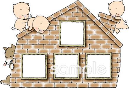 図書室・図書館向け三匹のこぶた無料イラストお試しフリー素材(カット)