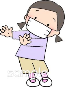 図書室・図書館向けマスク 女の子無料イラストお試しフリー素材(カット)