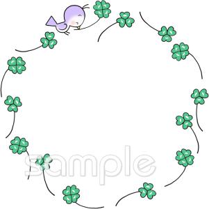 図書室・図書館向けフレーム 小鳥 クローバー無料イラストお試しフリー素材(カット)