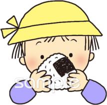 図書室・図書館向けおにぎり 女の子無料イラストお試しフリー素材(カット)