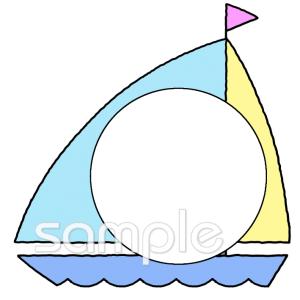 図書室・図書館向けヨット 文字枠無料イラストお試しフリー素材(カット)