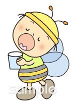 図書室・図書館向けうがい ミツバチ無料イラストお試しフリー素材(カット)