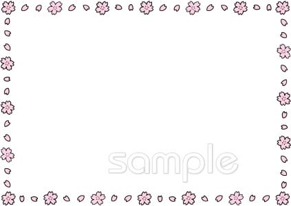 図書室・図書館向け桜 枠無料イラストお試しフリー素材(カット)