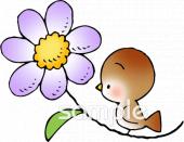 図書室・図書館向け小鳥 花無料イラストお試しフリー素材(カット)