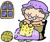 図書室・図書館向けおばあさん 編み物無料イラストお試しフリー素材(カット)