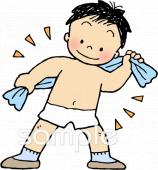 図書室・図書館向けこども 乾布摩擦無料イラストお試しフリー素材(カット)