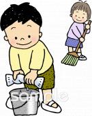 図書室・図書館向け拭き掃除 掃き掃除無料イラストお試しフリー素材(カット)