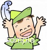 図書室・図書館向けピーターパン 挿絵無料イラストお試しフリー素材(カット)