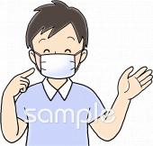 図書室・図書館向けマスク カゼ 予防無料イラストお試しフリー素材(カット)