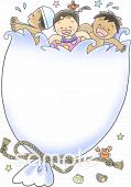 図書室・図書館向け海 子ども 夏無料イラストお試しフリー素材(カット)